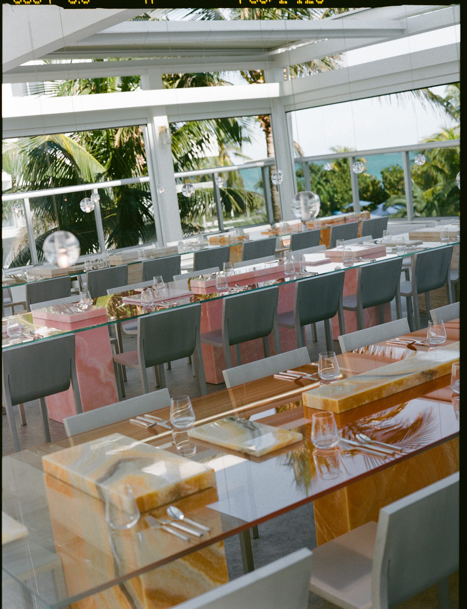 Film photograph capturing atmosphere at the We Are Ona x Sabine Marcelis Miami Art Basel dinner, by Alicia Valdez