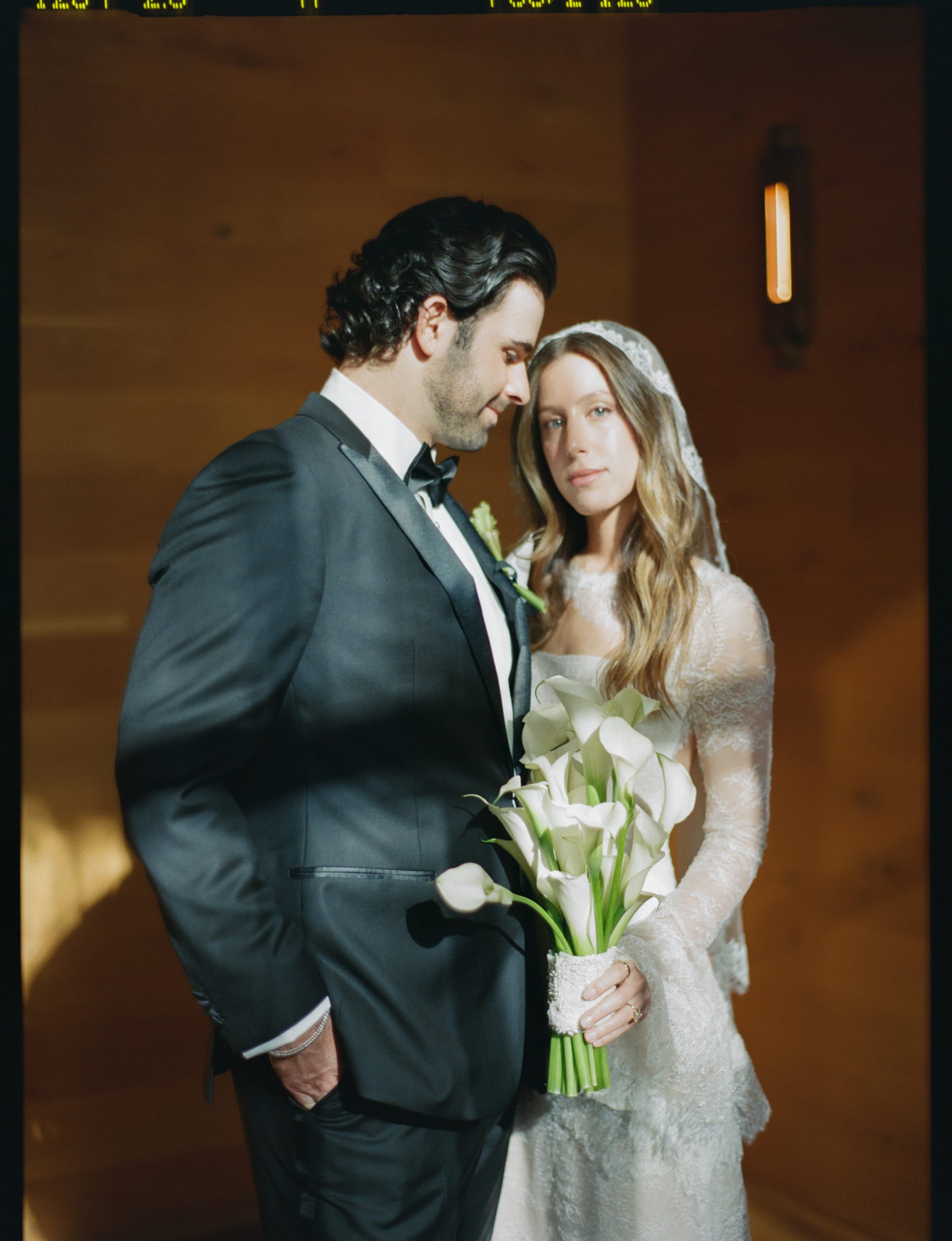 Bridal editorial, veil and gown detail